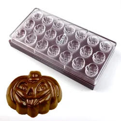 Chocolate Mold Polycarbonate Halloween Pumpkin Creator Free Head Candy Bonbons Confectionery Baking Pastry Tools Utensils