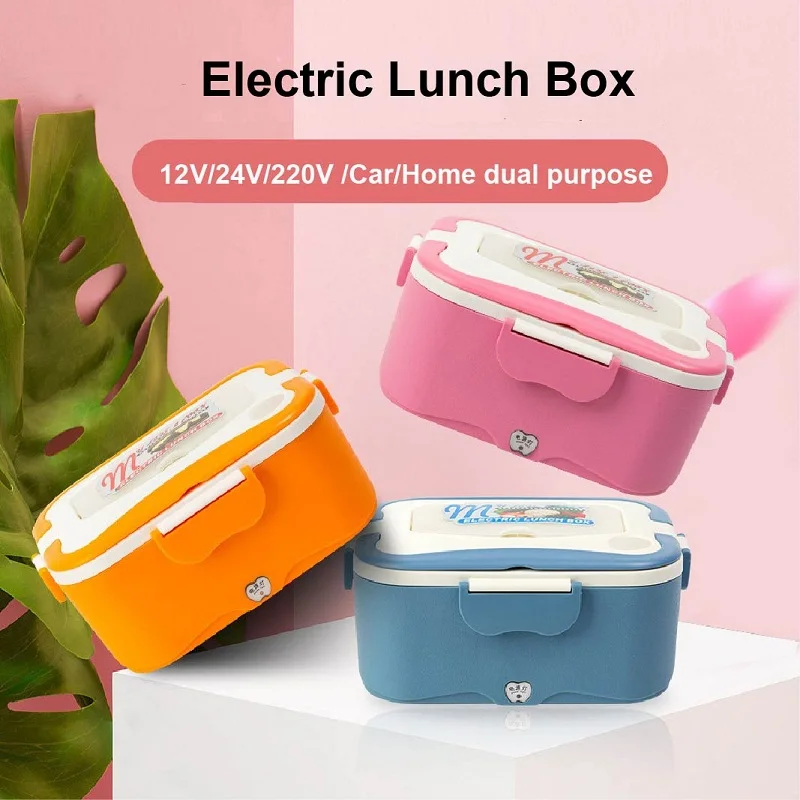 

12V/24V Car Electric Lunch Box 304 Stainless Steel Waterless Heating Insulated Lunch Box Portable Outdoor Food Heater 1.5L