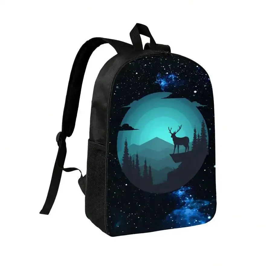 

Starry Night Deer Print Backpack Water Resistant College School Vintage Rock Bag For Adults