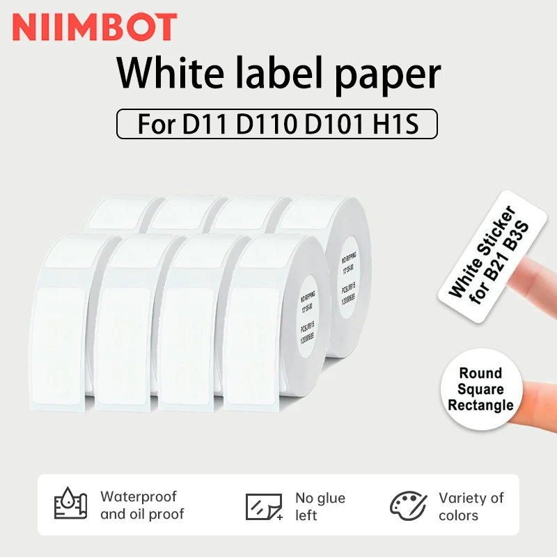 Niimbot D11/D110/D101 (Solid Color)Thermal Label 12-15mm Name Sticker Solid Color Label Paper