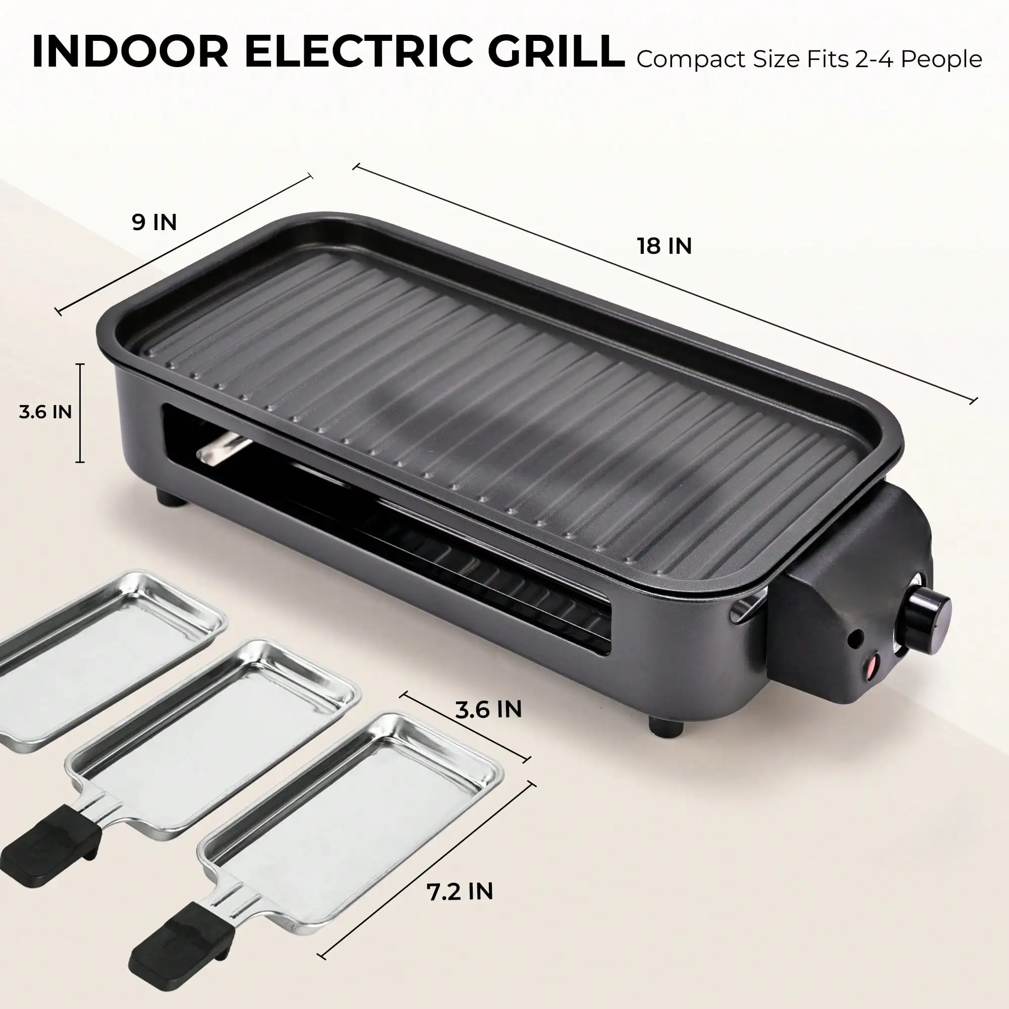 1500W Electric Indoor Grill – 2-In-1 Grill & Griddle With Removable Plates – Non-Stick & Dishwasher – Adjustable Temperature Control – For Steak, Burgers, Vegetables (Black),304 Stainless Steel