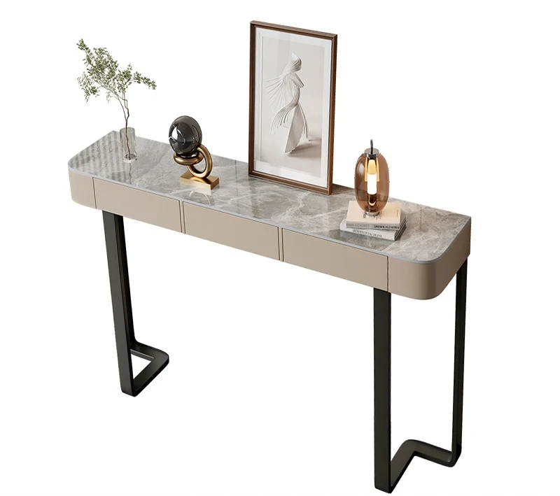 Glossy Console Table For Hallway Living Room Slate Porch Side Table High-quality Drawer Cabinet Home Furniture for 80/100/120