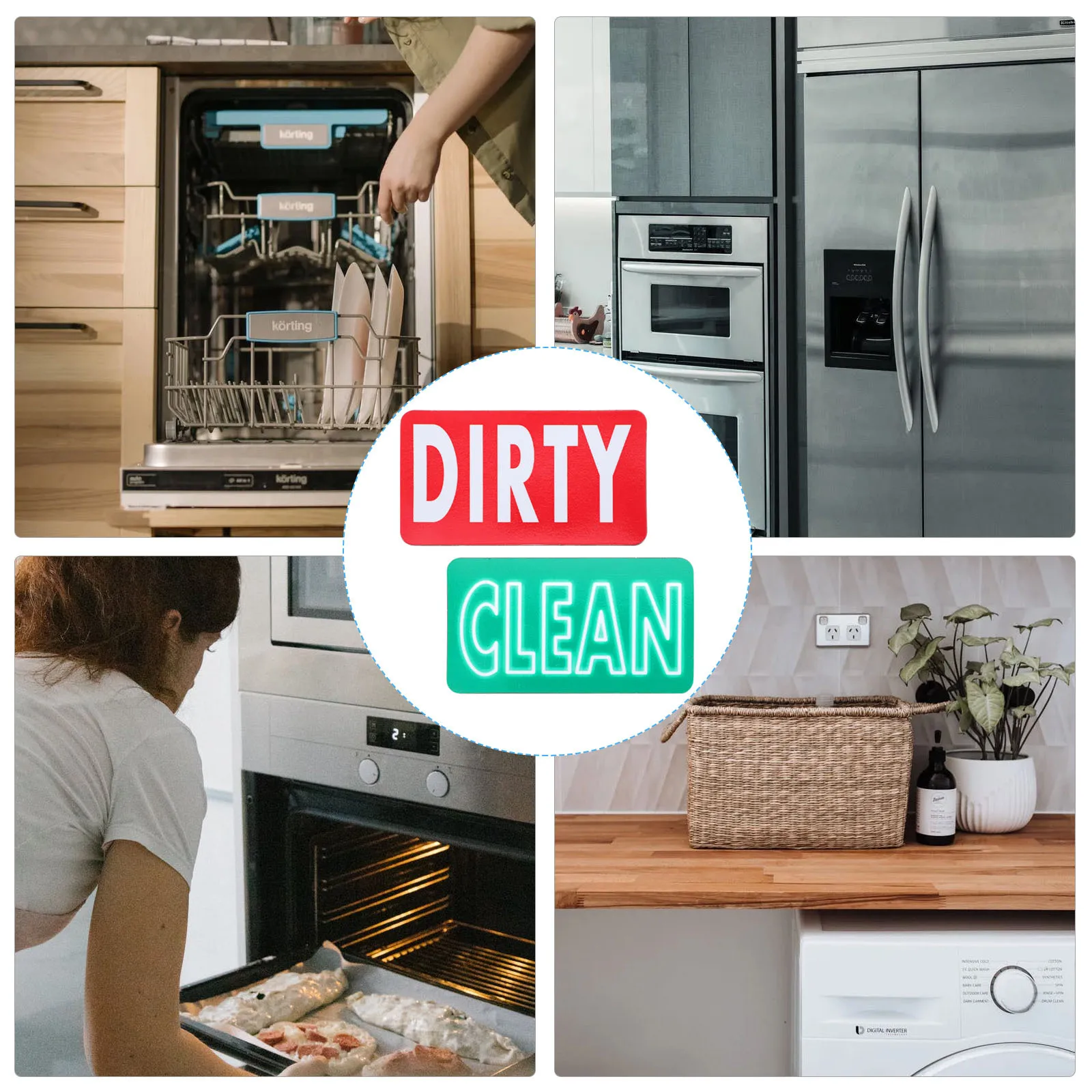 1 Buah Indikator Pembersihan Magnetik Dua Sisi untuk Mesin Cuci Piring, Label Magnetik untuk Mesin Cuci dan Kulkas, Perlengkapan Dapur