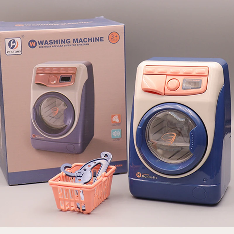 New Simulation Electric Washing Machine toy With Lighting Sound Kids Pretend Play Toys Set  Mini Appliances Boys Girls Role Play