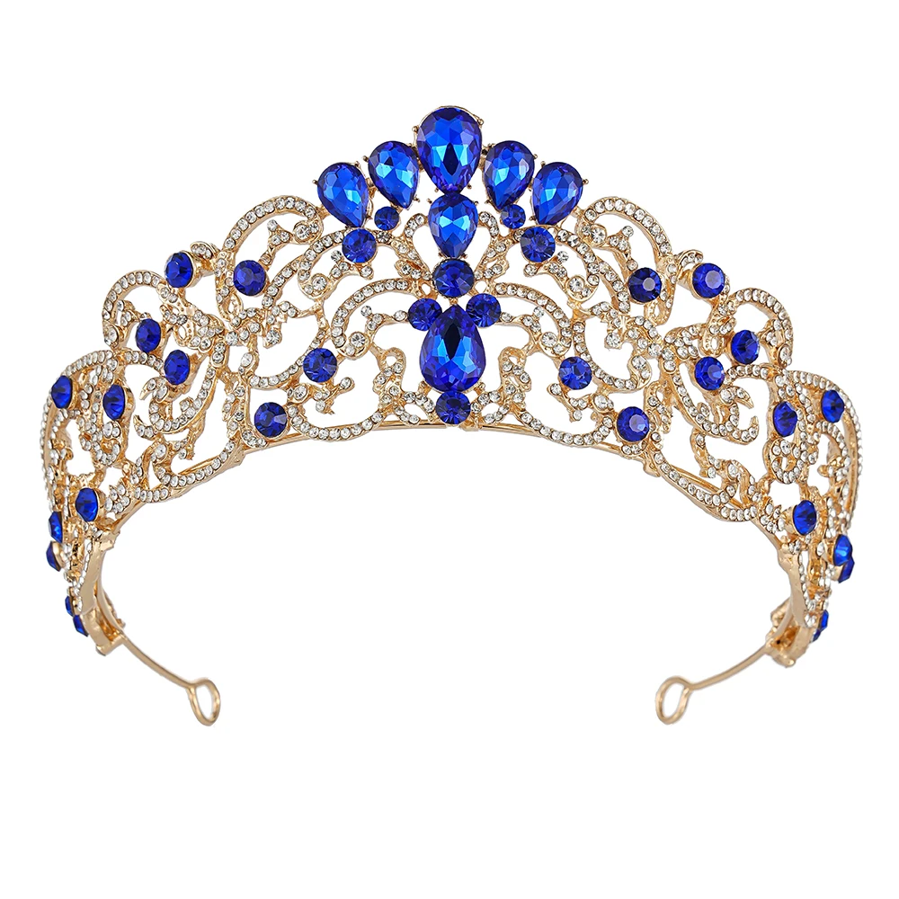 عصابة رأس تاج فاخرة من حجر الراين الكريستالي - إكسسوار شعر تاج مأدبة الزفاف هدية مجوهرات إكليل الملكة