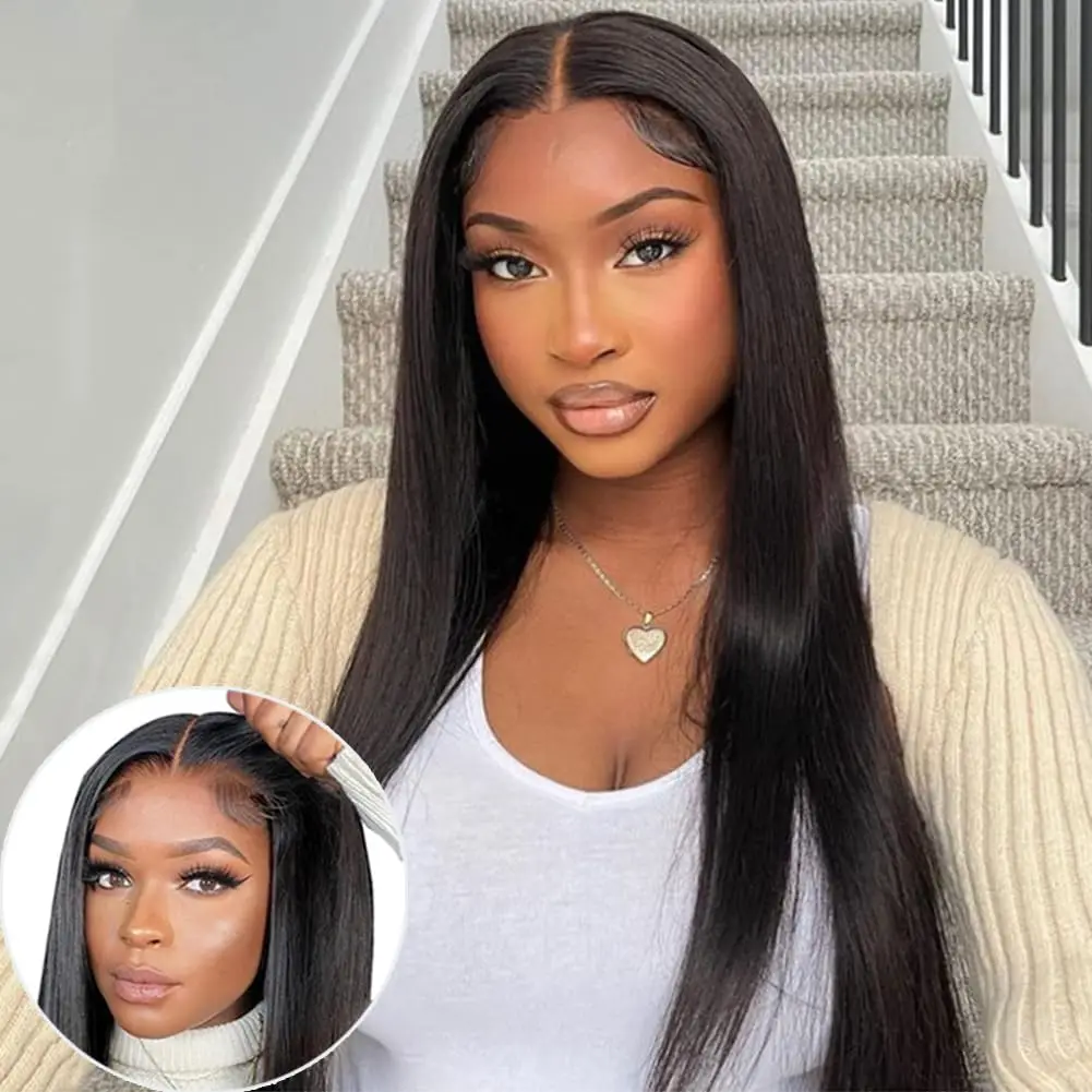 Cheap Bone Straight Lace Front Glueless Wigs Pre Plucked Human Hair 5X5 4X6 Ready to Wear Transparent Pre Cut Lace Closure Wigs