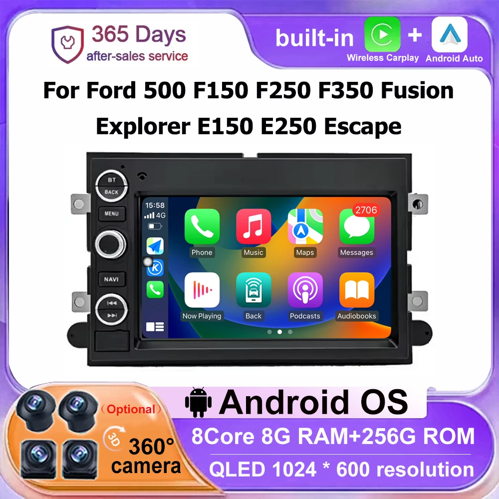 Android OS Car Radio Multimedia For Ford 500 F150 F250 F350 Fusion Explorer E150/E250 Escape Video Player GPS Navigation Stereo