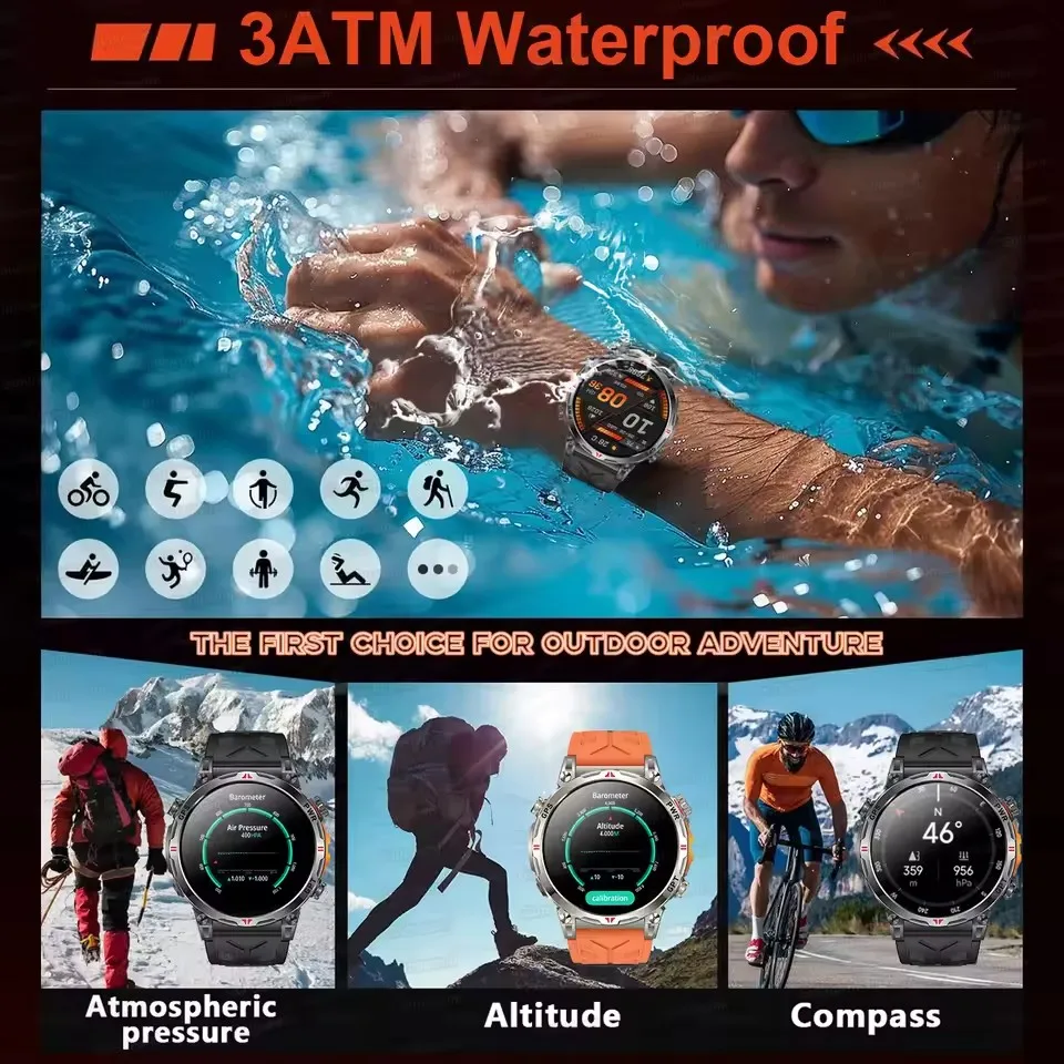 2025 novo militar T-Rex3 gps relógio inteligente 10atm à prova dwaterproof água 650mah bateria freqüência cardíaca bússola ai gps esportes rastreador smartwatch masculino