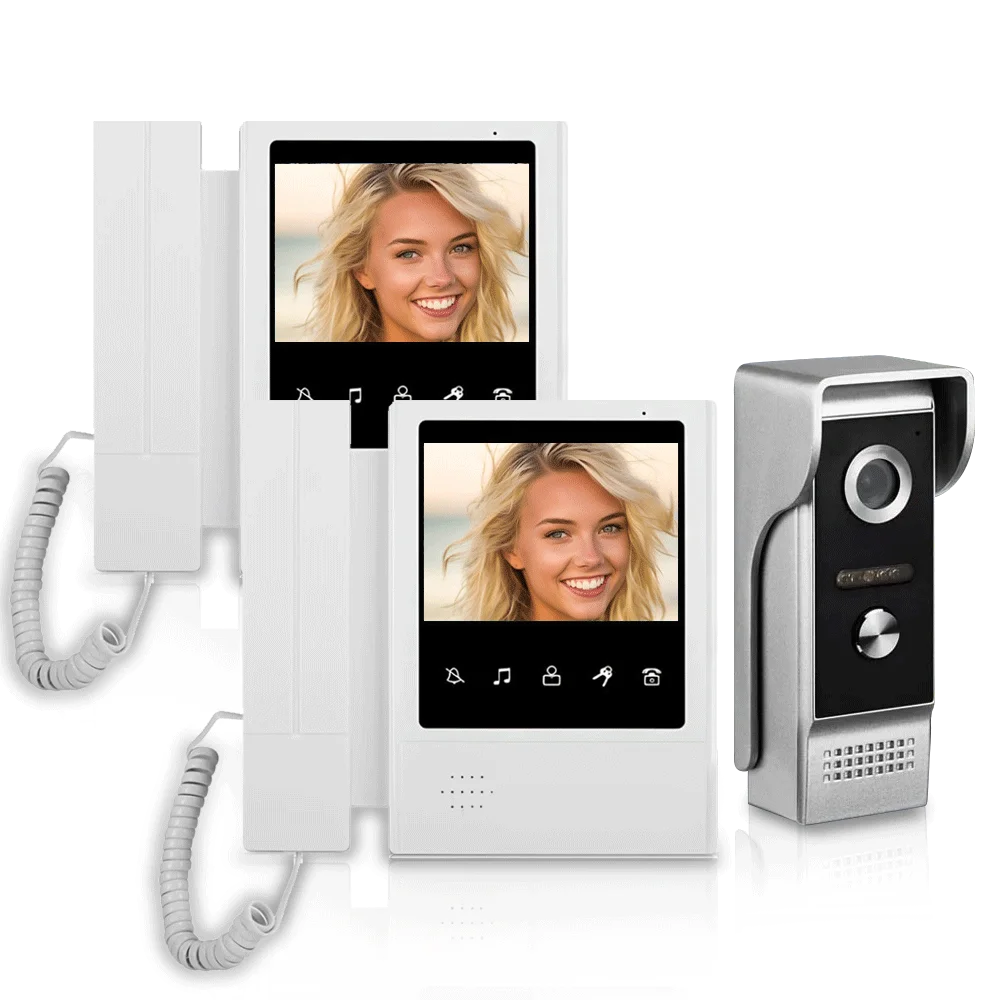 4.3 Inch Doorbell Video Camera Wired Touch Monitor Intercom Waterproof IR Night 700TVL Vision For Home Surveillance 4 wire setup