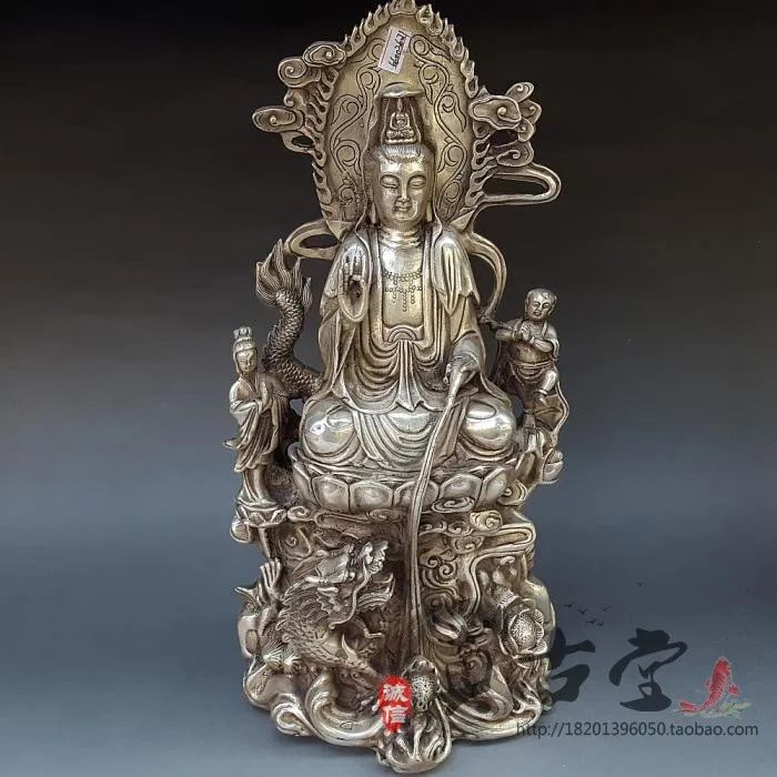 Antique Copper Plated Silver Guanyin Ornaments, Large And Free Guanyin, Not A Bronze Statue For Safekeeping, Antique Miscellaneo