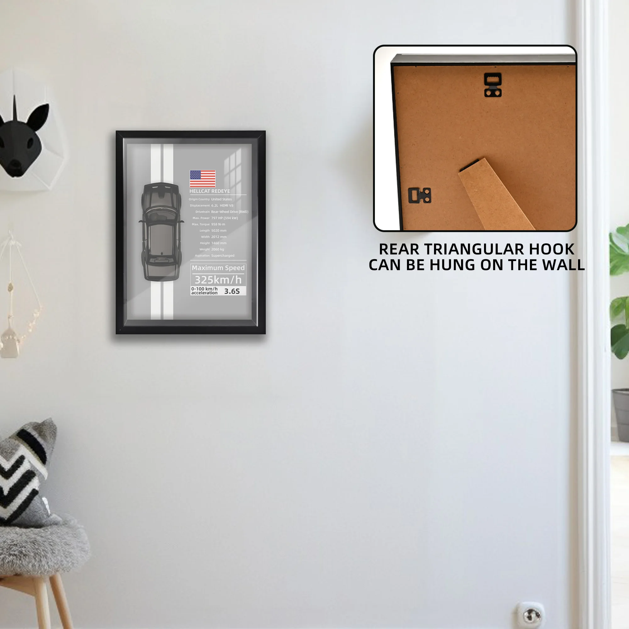 1:32 Alloy Simulation Car Model 3d Three-dimensional Hanging Painting Collection Ornaments Living Room Decoration Painting