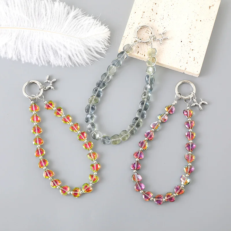 

Ослепительный любовный Хрустальный драгоценный камень украшенный бисером подвеска ослепительный ремешок для телефона