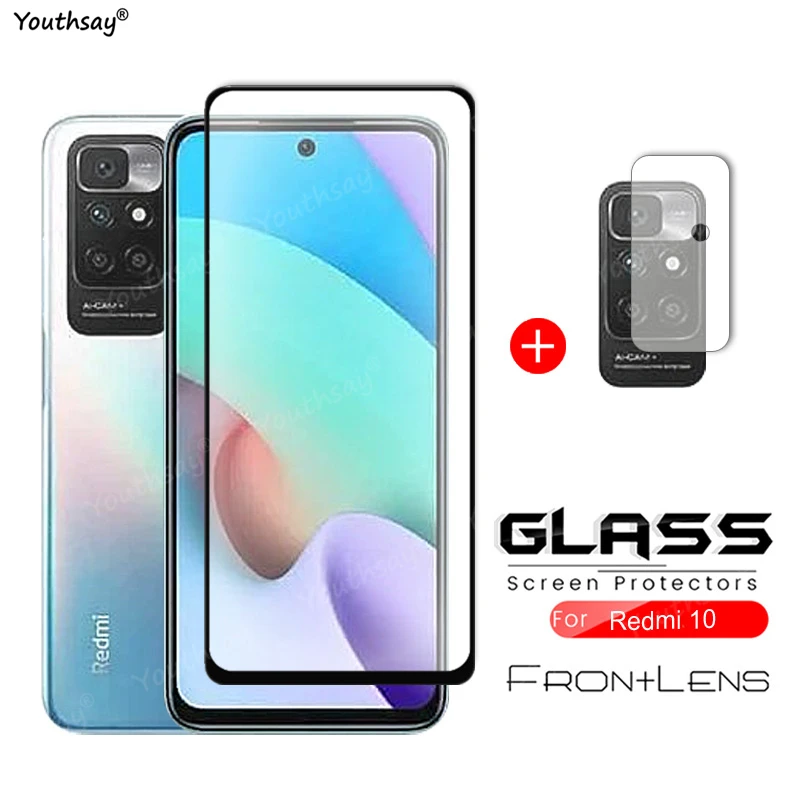 

2 in 1 For Xiaomi Redmi 10 Glass for Redmi Note 10 Pro Note 9S Pro Tempered Glass Screen Protector Glass For Redmi 10 Glass