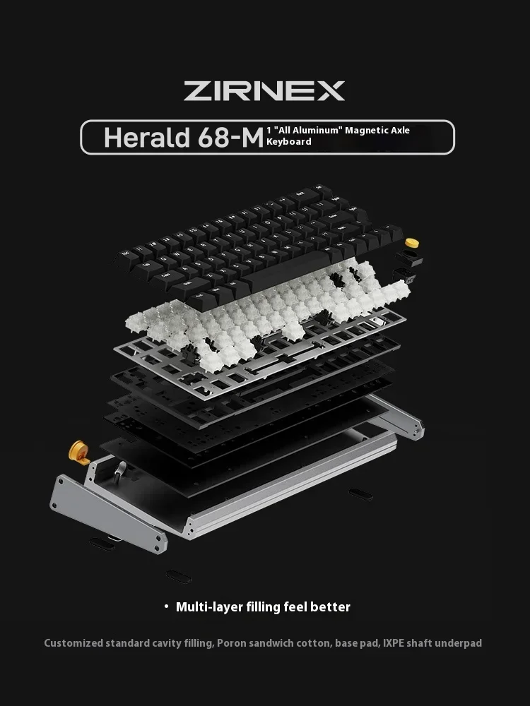 ZIRNEX Herald68-M, saklar magnetik Keyboard mekanik 8K hz berkabel Keyboard Gaming paduan Aluminium Keyboard RGB Pc Aksesoris