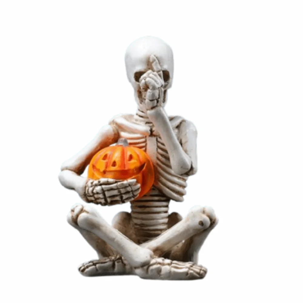 Creative Halloween Skeleton Figurine Glowing Design Battery Operated Ghost Festival Decoration Spooky Ghost Festival