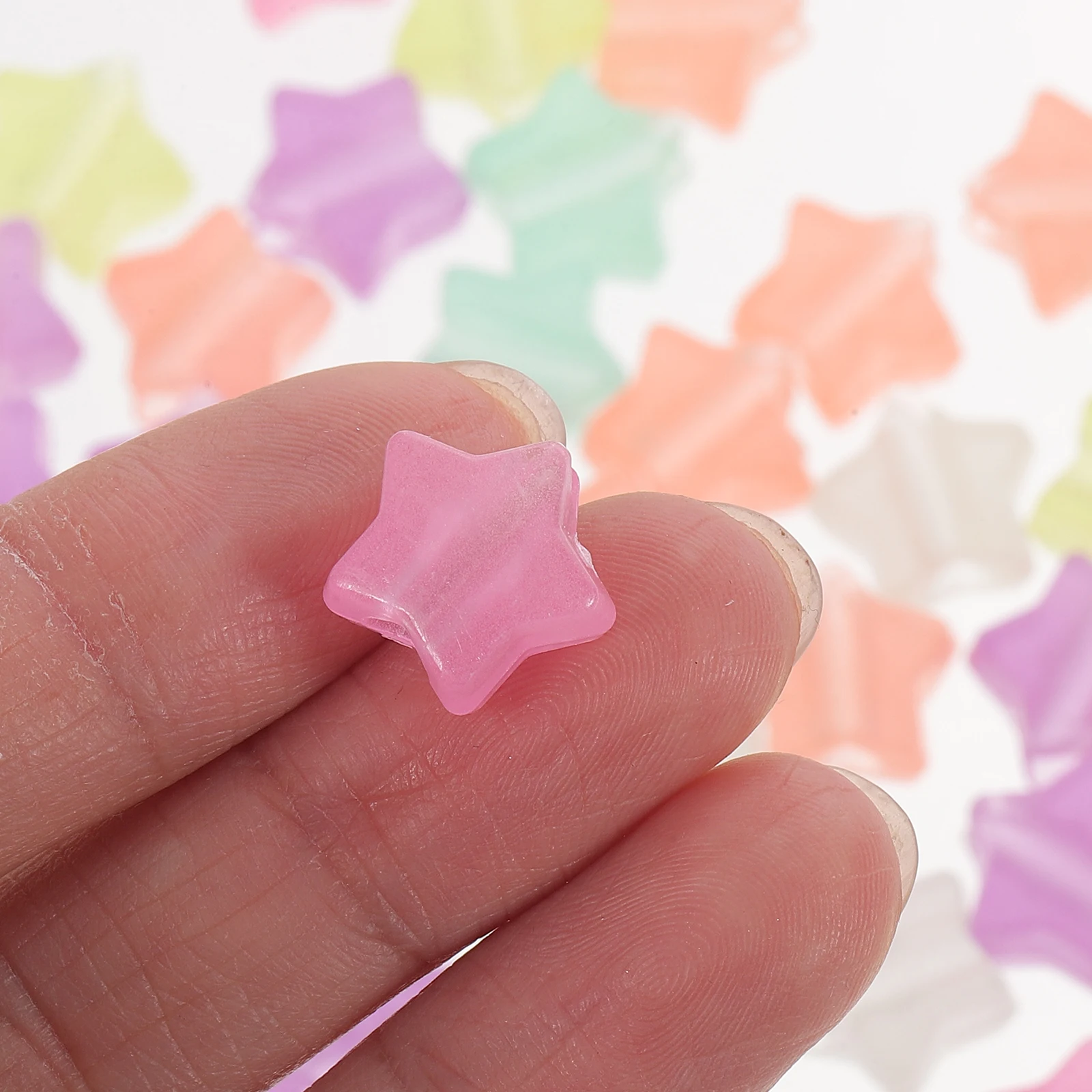 

200pcs Star Shaped Plastic Beads Glow in the Dark Necklace Bracelet DIY Jewelry Making Supplies Loose Beads Craft Accessories