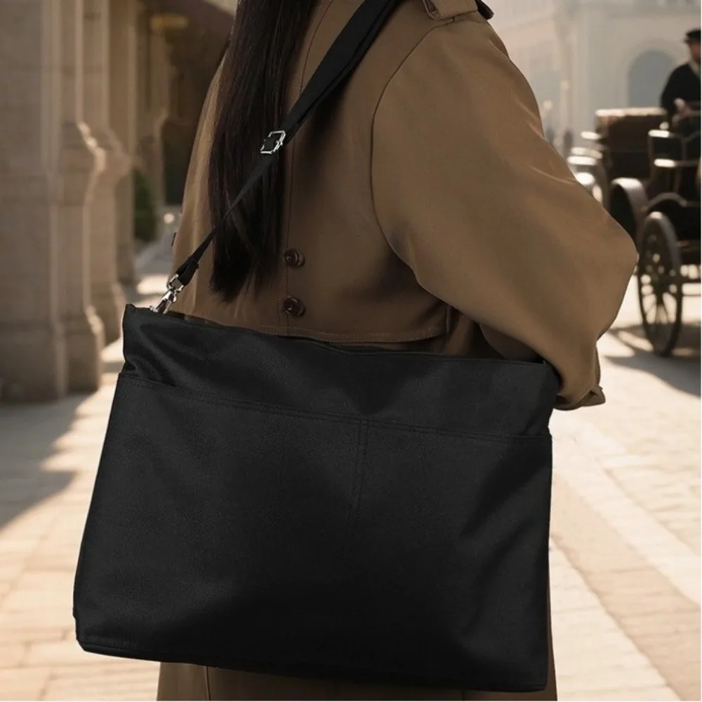 Portable Baby Stroller Storage Bag Large-capacity Multifunction Baby Pram Hanging Bag Black Waterproof Mommy Shoulder Bag
