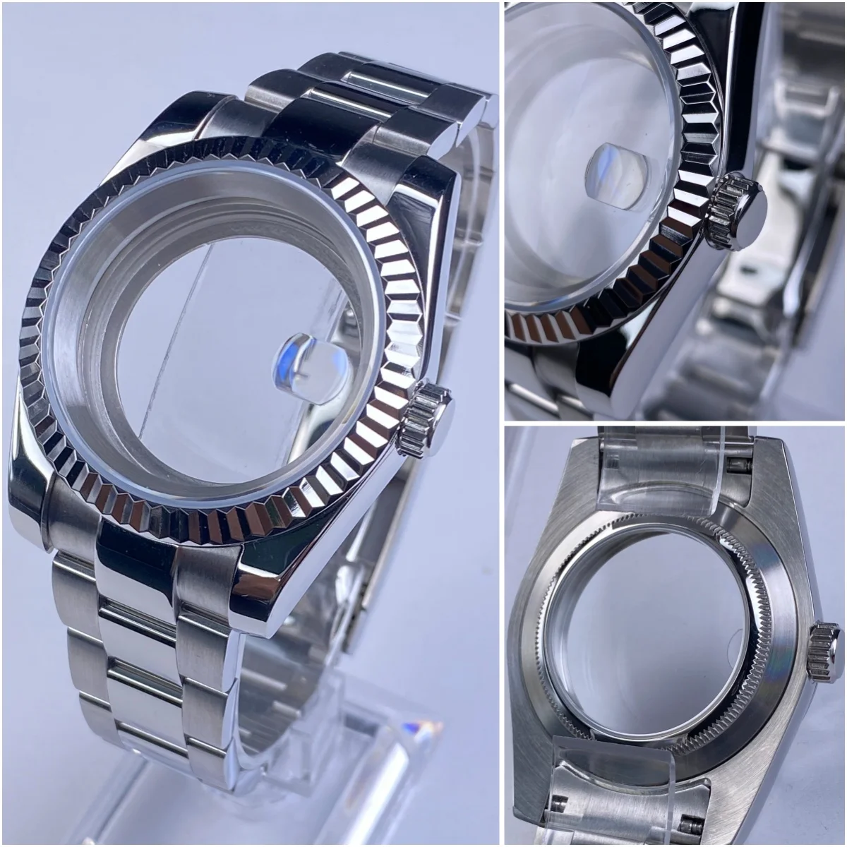 Koperta NH35 36mm/39mm bransoletka z ostryg szafirowe szkło etui na zegarek dla NH34 NH35 ruch 28.5mm etui z tarczą akcesoria do zegarków