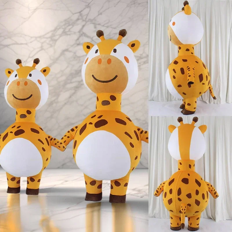 

Надувной костюм талисмана пятнистого оленя, жираф, красочный для мужчин и женщин, реклама, Рождество, свадьба, прогулочная ткань для животных, без батареи