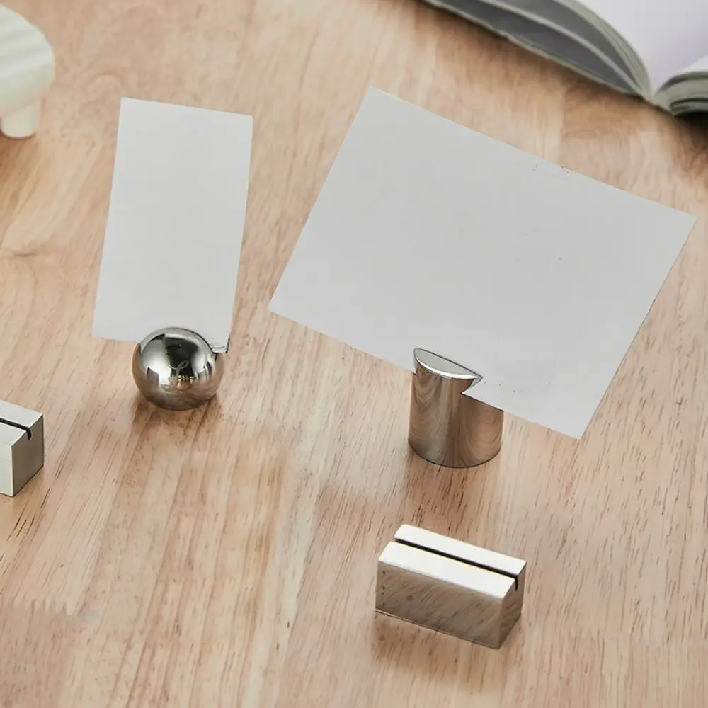 

Insert Menu Folder Stainless Steel Card Holder Solid Creative Number Sign Holder Funny Label Holder Party Photo Picture Clips