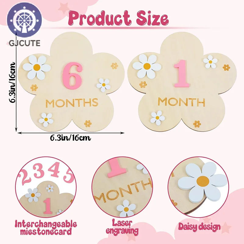 Accessori per fotografia di fiori per neonati Puntelli per fotografia per neonati Accessori per bambini Pietra miliare Adesivo in legno Puntelli per riprese Regali