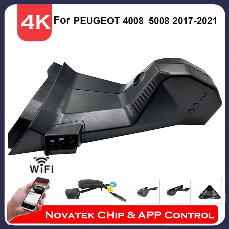 4K HD Front And Rear Dual Camera Wifi Dash Cam For PEUGEOT 3008 4008 5008 For Citroen C5 Aircross 2017 to 2021 By APP Control