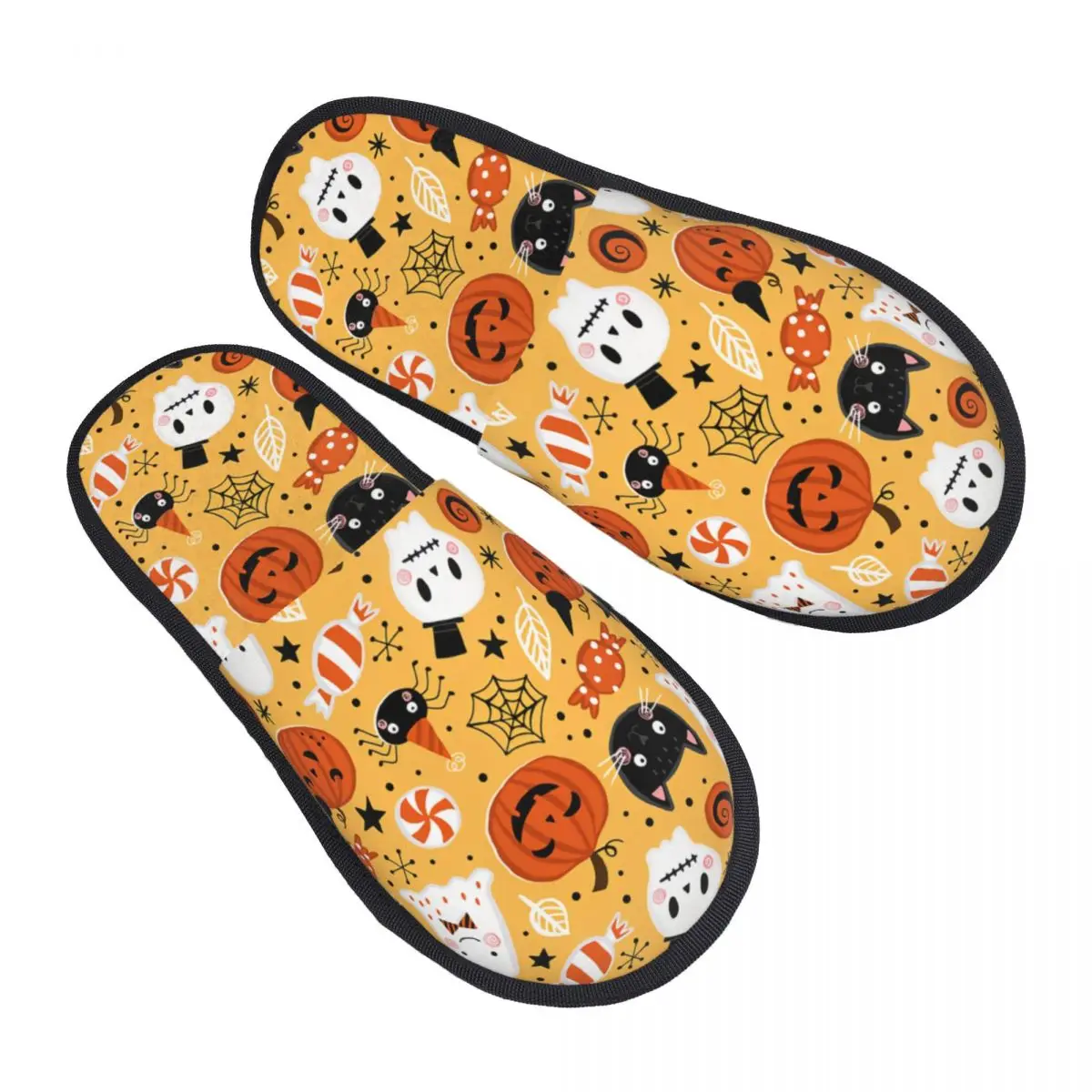 

Хэллоуин Тыквы Призраки Кошки Черепа Комфортные потертые тапочки из пены с эффектом памяти Женская спа-домашняя обувь