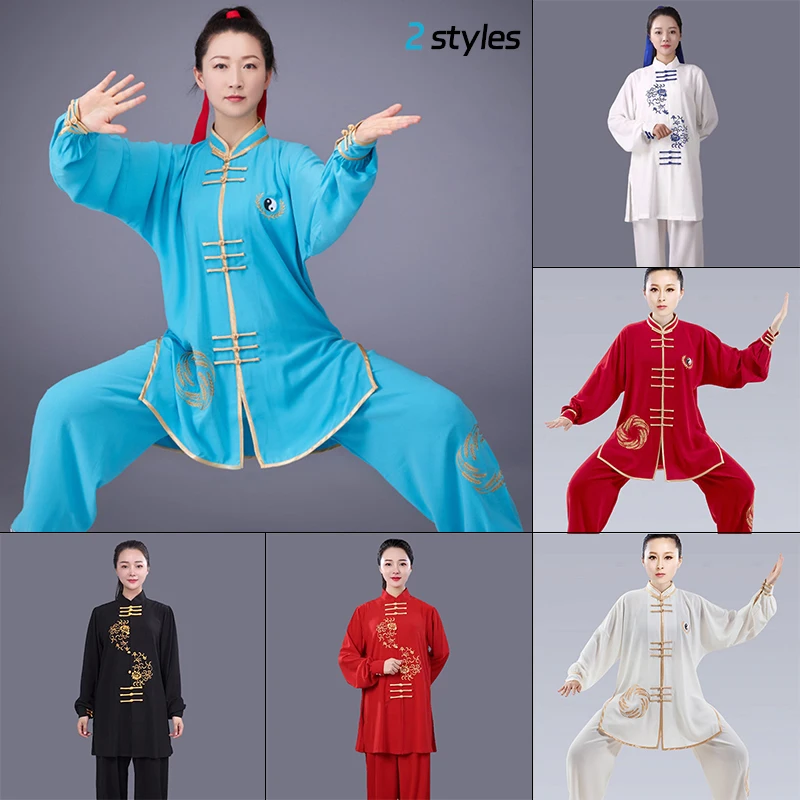 Embroidery Tai Chi Uniform Women Men Martial Arts Uniform Chinese Traditional Performance Costumes Kung Fu Wing Chun Suit