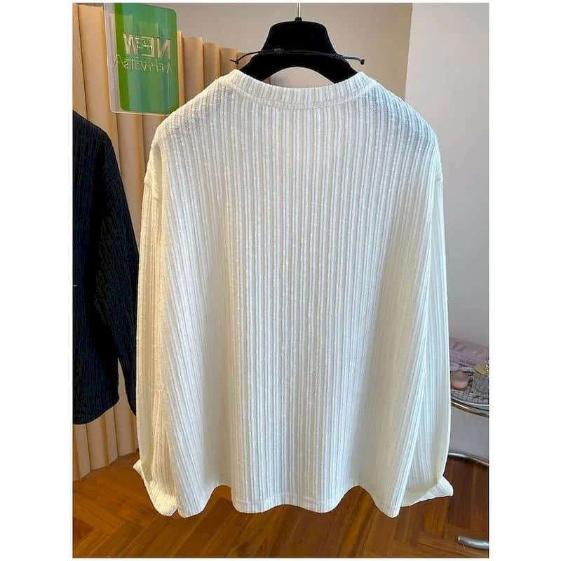 T-shirt con scollo a O Estetica oversize Design cartoon Top eleganti Vintage Casual stile americano Manica lunga Autunno Abbigliamento donna