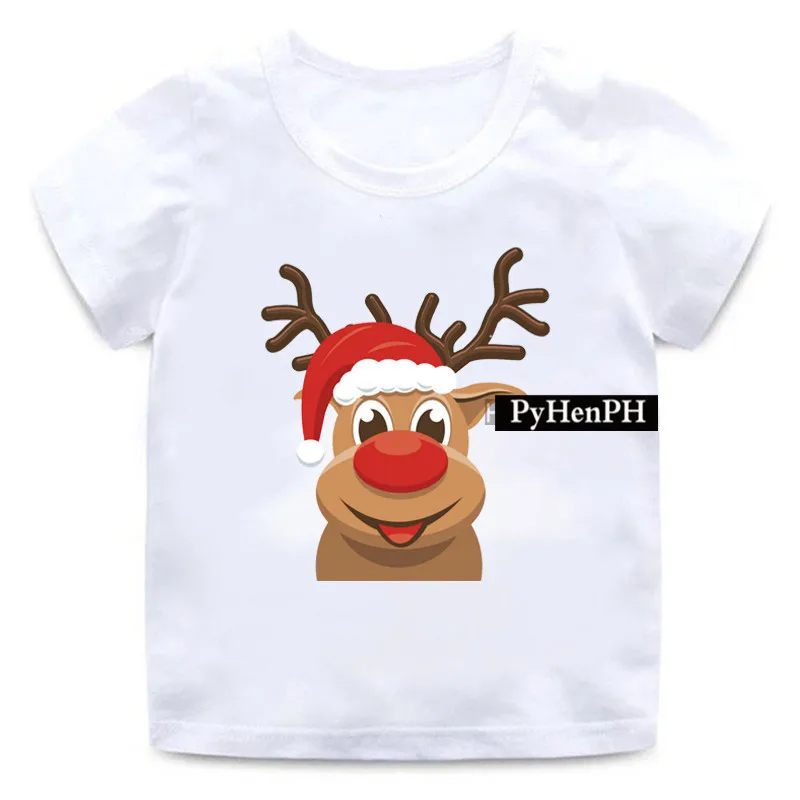 Happy Christmas Tshirt Fashion Christmas Moose Print T-shirt Short Sleeve Baby Clothes for Children