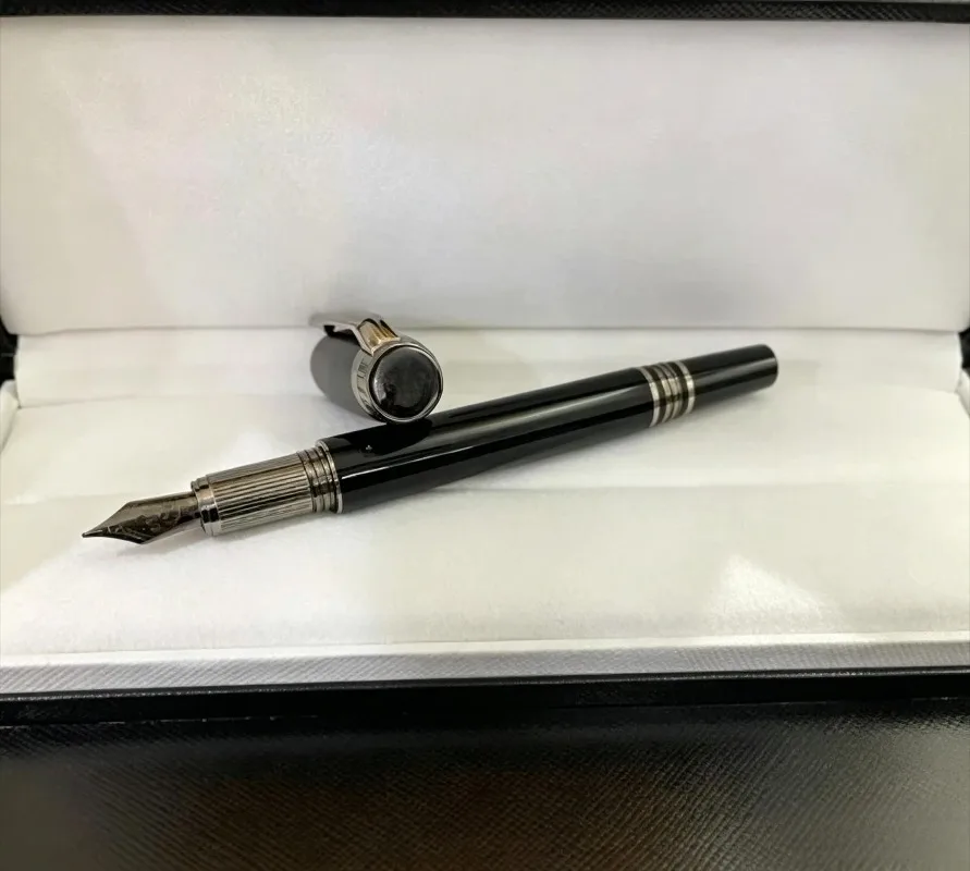2026 M Brand Black Silver Star Top Business Fountain/Rollerball Pen, Classic Office Gift Writing Pen（ No Pen Box Included）
