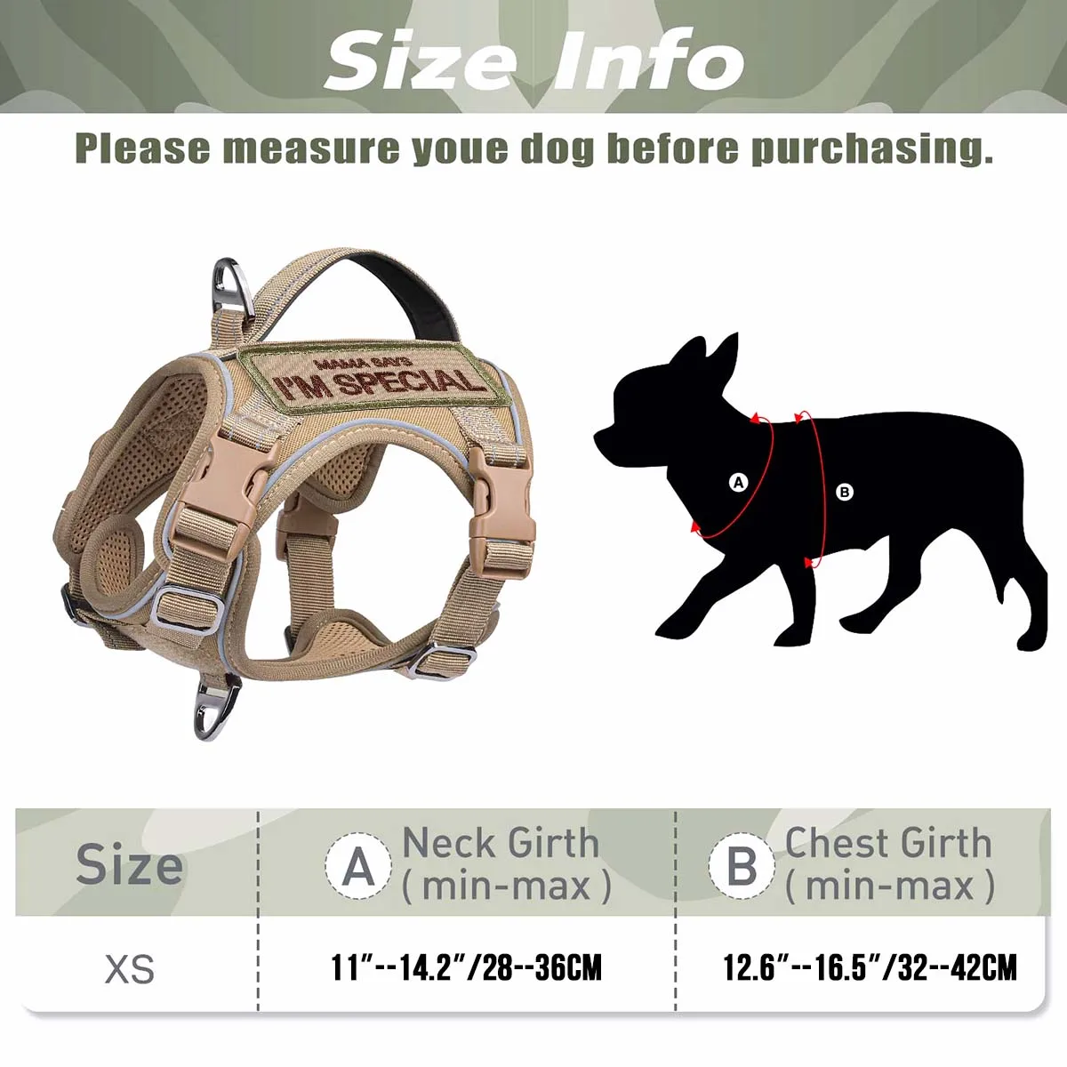 Small Tactical Dog Harness for No Pull Outdoor Training with Handle - Military K9 Puppy Vest Harness and Leash Set