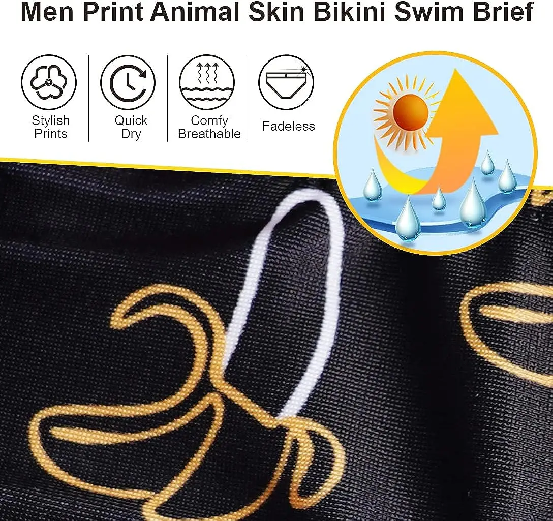 FIROTTII Men Print Animal Skin Bikini Swim Brief Men Swimwear Swimsuit Sexy for Men