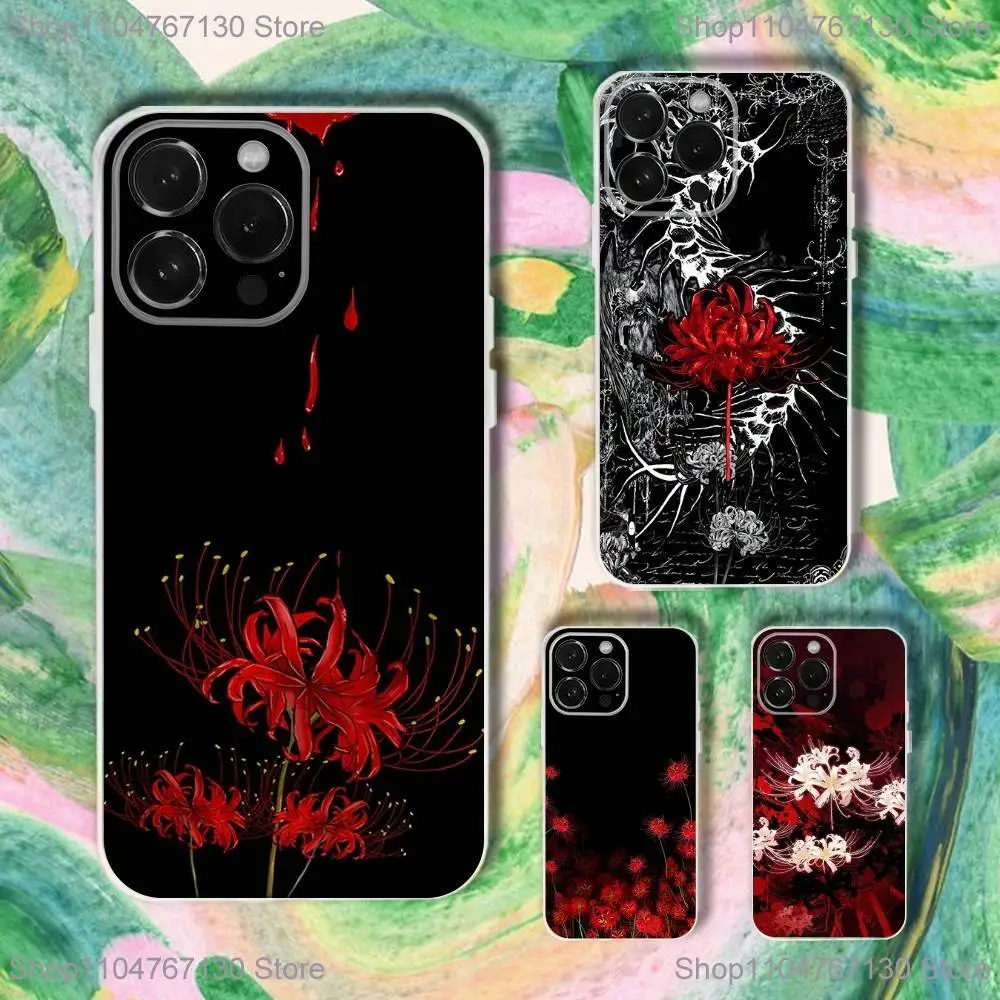 

Red Spider Lily Flower of Hell Phone Case For iPhone 17,16,15,14,13,12,11 Plus,Pro,Max,XR,XS,Plus,E,SE4,Mini Transparent Cover