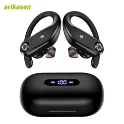 Wireless Earbuds Built-in 4 Noise Cancellation Mic Clear Calls Deep Bass Bluetooth Sports Running Headphones with Earhook Stereo