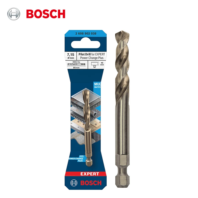 Bosch EXPERT HSS Co Pilot Drill Bit Hex Shank 7.15mm 45mm Quick Change Fits PC Plus Holesaw Mandrel