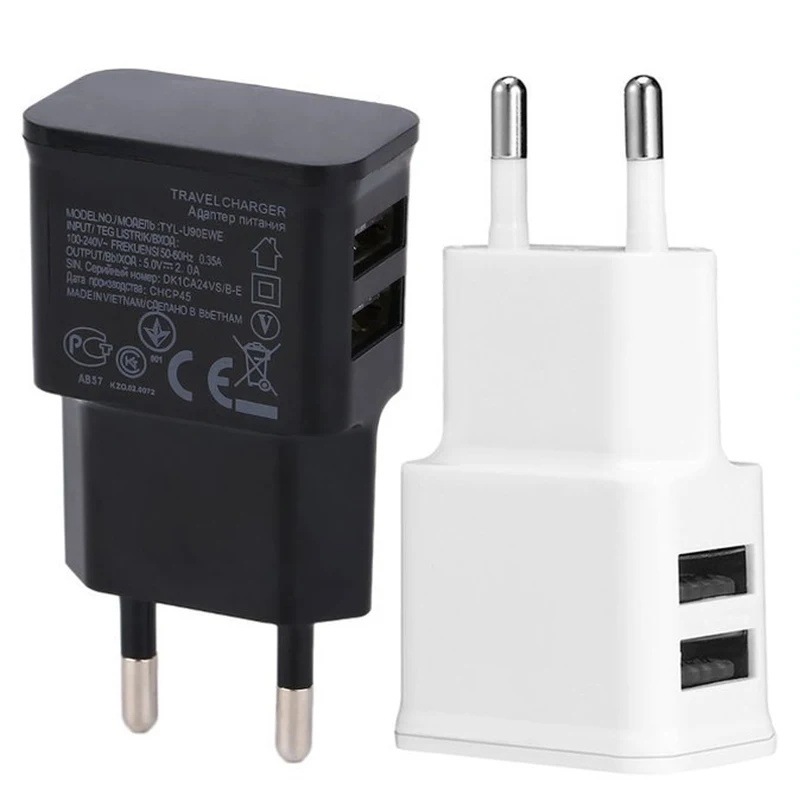 

10 шт., универсальное зарядное устройство с двумя USB-портами, 5 В, 1 А