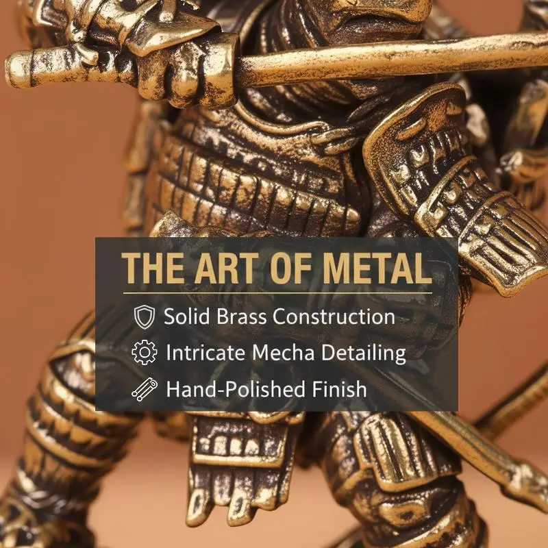 Brass Turtle Samurai Statue Fine Exquisite Detail Vintage Aged Finish Desktop Bookshelf Decor Unique Gift for Men