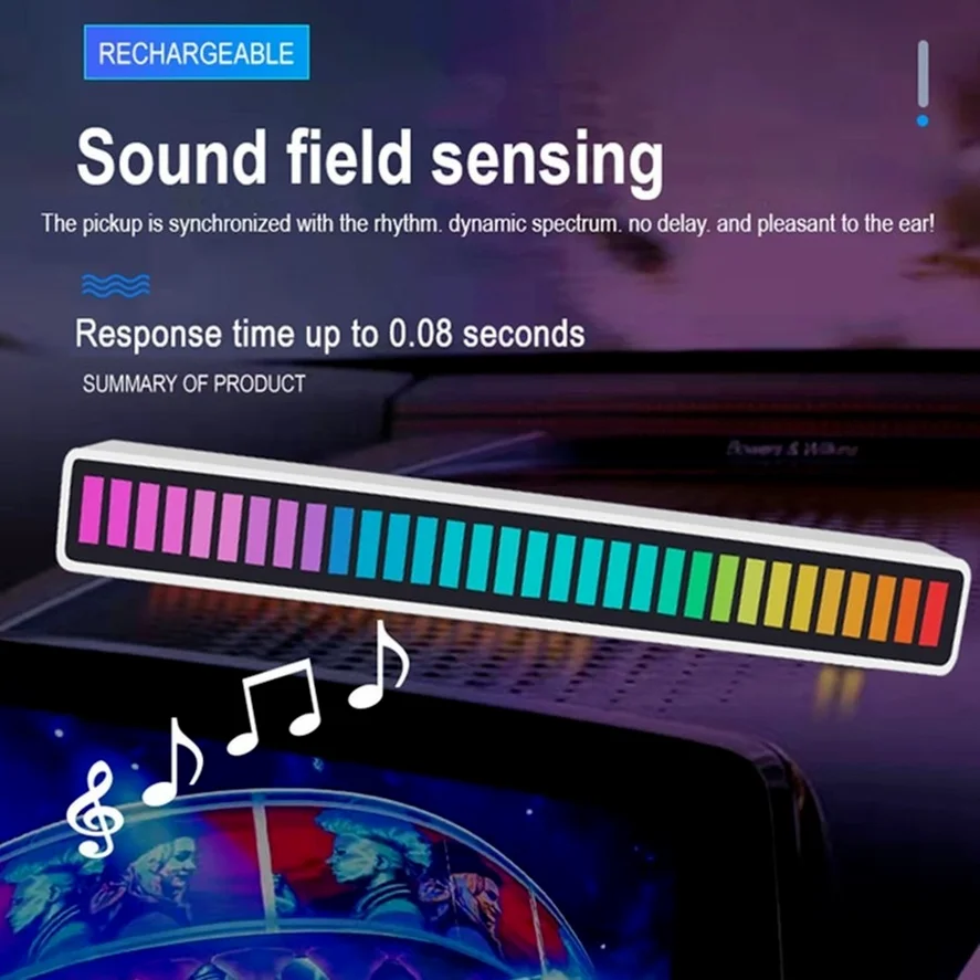 RGB Sound control LED light strip control pickup voice activated rhythm lights color ambient  light bar of music Ambient Light