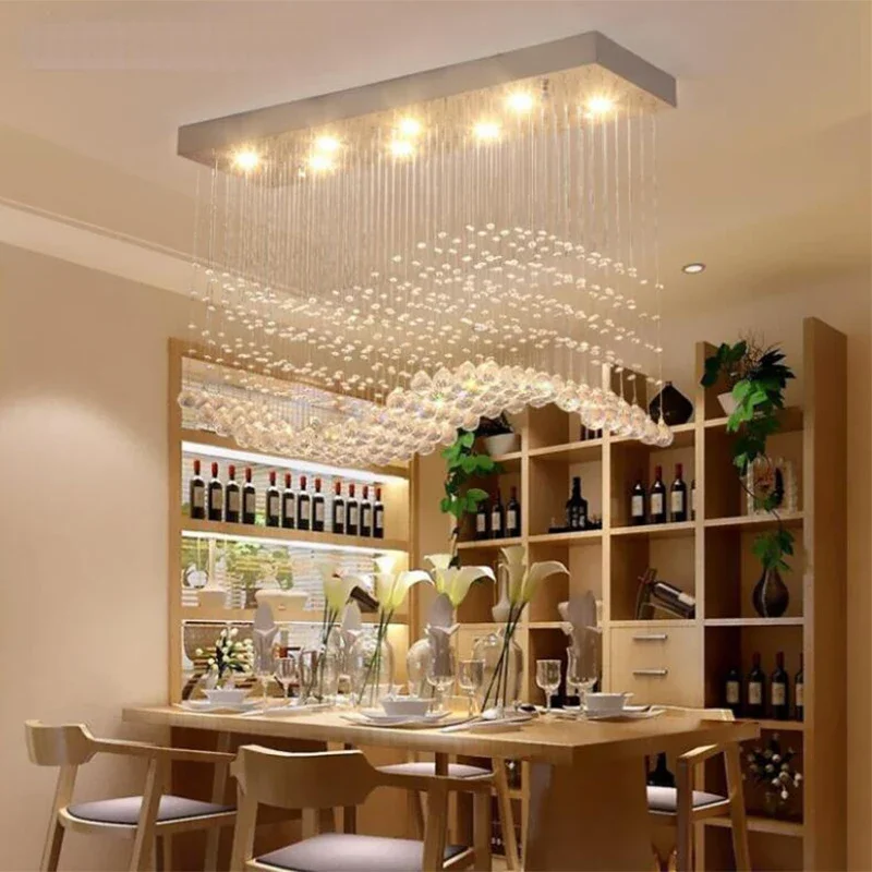 Imagem -02 - Lustres de Cristal para Sala de Estar Luminárias Led Modernas Lâmpada Retangular para Café Escritório Interior Casa k9