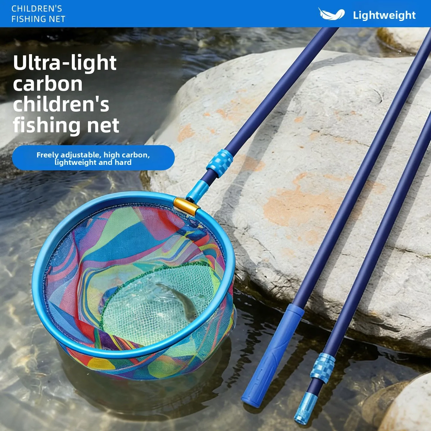 

Portable Ultralight Carbon Fishing Net Pole Children's Net Basket Outdoor Camping Travel Gear New Style Stainless Steel Mesh
