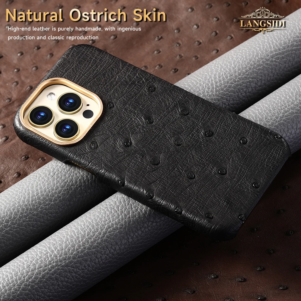 

Leather for Magsafe Case for iPhone 14 16 Pro Max 15Pro Luxury Genuine Stingray Crocodile Magnetic Cover with Screen Protector