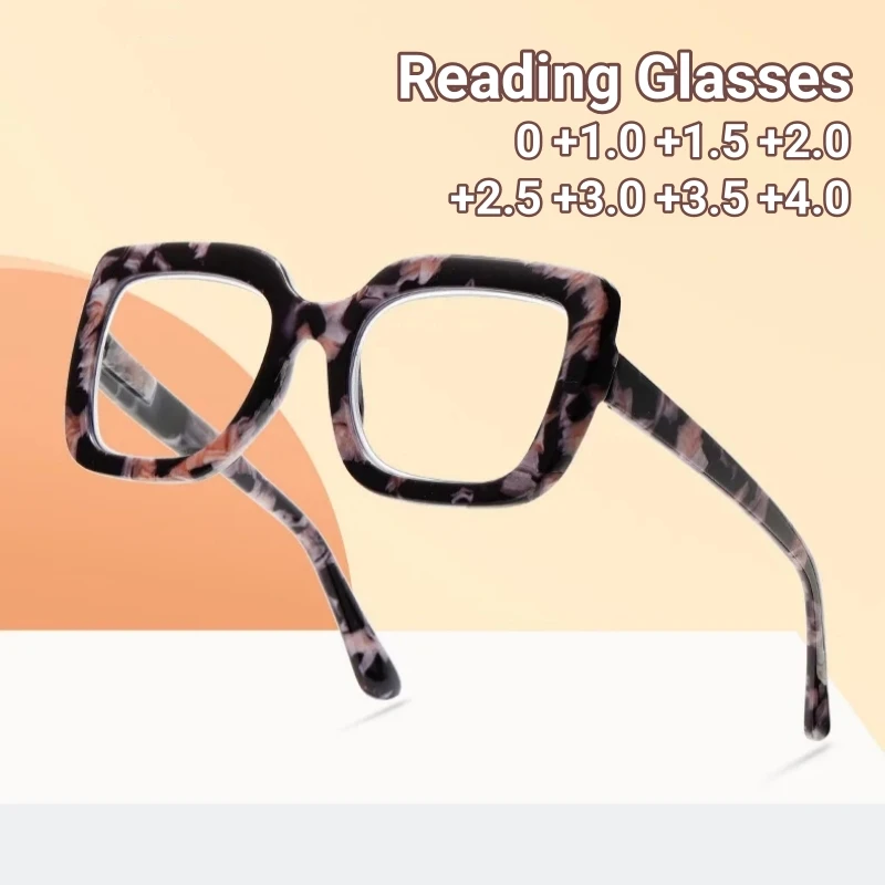 Retro Oversized Reading Glasses for Women Blue Light Blocking Readers with Spring Hinge High-definition Eyewear Diopter +1~+4