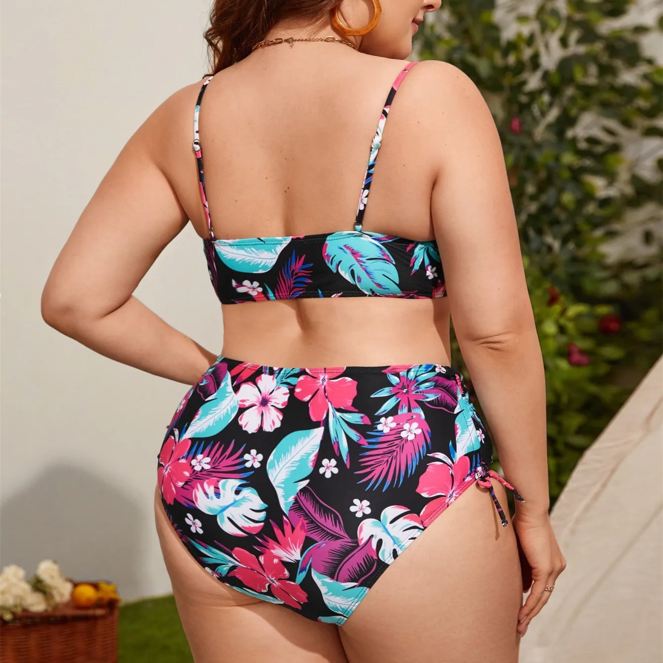 Bikini Plus Size Swimwear Women 2023 Tankini 2-piece Swimsuit Sexy Female Large Size Floral High Waist Bathing Suit Monokini 4XL