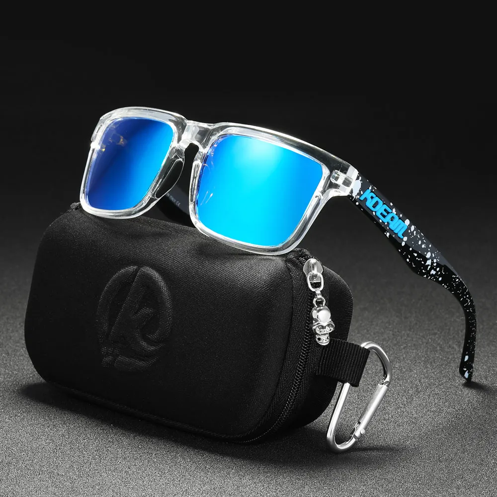 Neue hochwertige quadratische Sonnenbrille für Herren der Marke KDEAM, farbige Sport-Polarisations-Sonnenbrille mit reflektierender Beschichtung und verspiegelten Gläsern – Detail 31