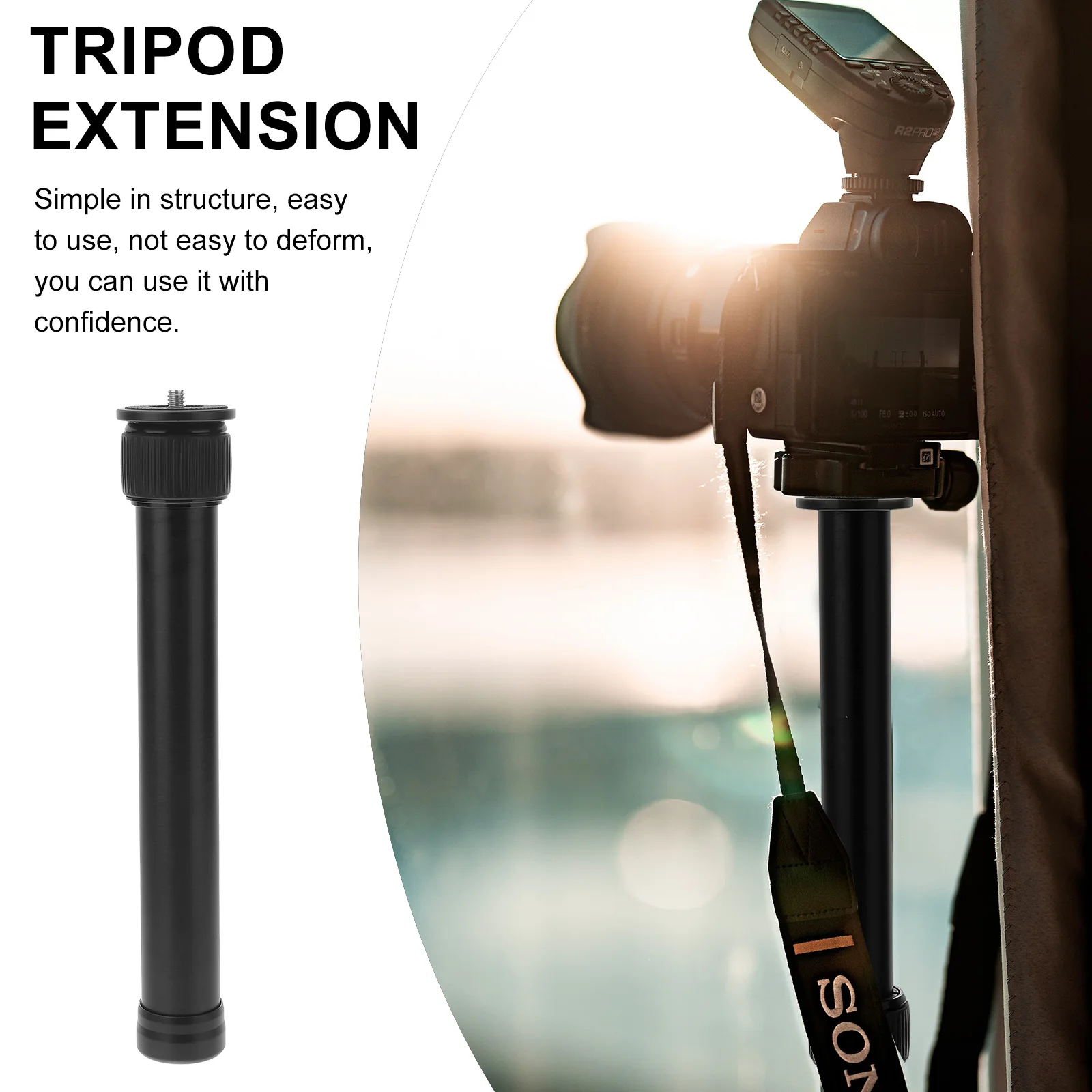 

Aluminum Alloy Tripod Extender 225mm 390mm Center Column 40mm Plate DSLR Camcorder Gimbal Stabilizer Extension Rod Black Travel