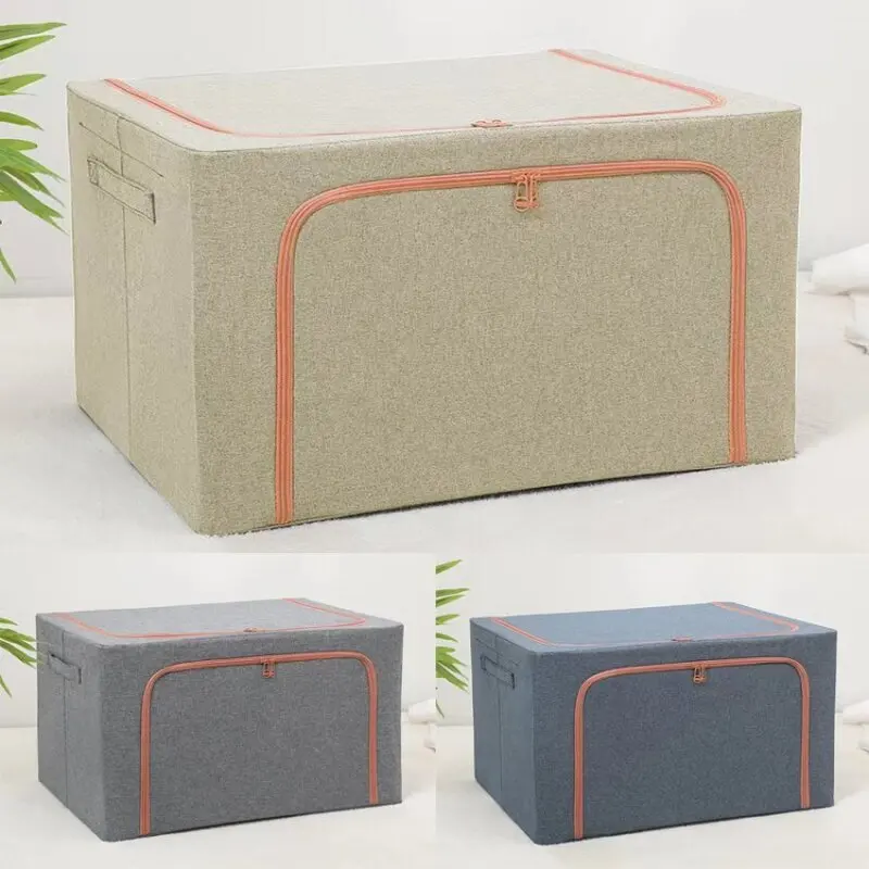 Folding multifunctional steel frame largecapacity clothes storage box organizing box Foldable Storage Box Portable Dustproof B