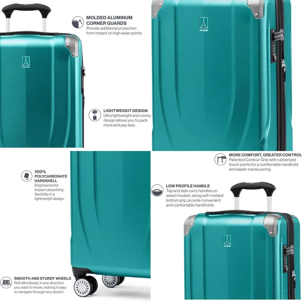

Расширяемый чемодан-спиннер Hardshell, легкая ручная кладь 21, бирюзовый