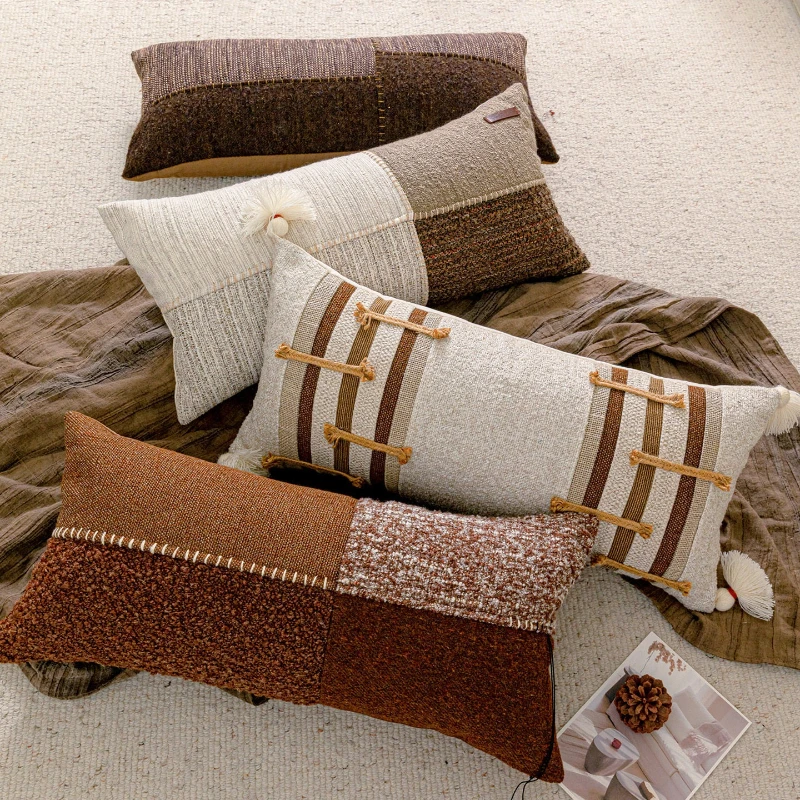 30X65/50X50CM retro patchwork Throw Pillow Cover Homestay Stamping Waist Cushion Cover Decor Home Decorative Pillowcase
