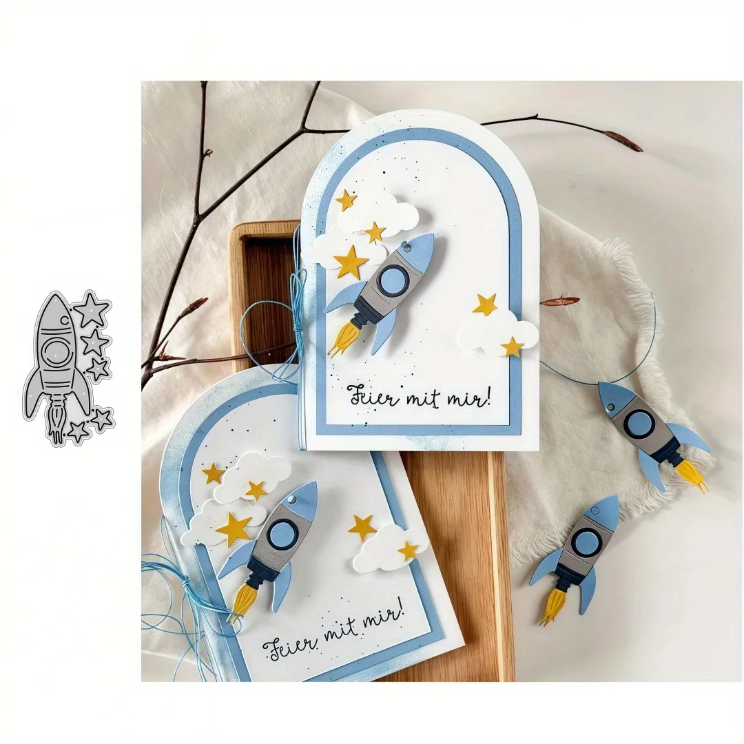 Neue Metall-Stanzformen mit Rocket Star für die Herstellung von Geschenkverpackungen, Karten und Scrapbooking und DIY-Projekten, Basteldekoration